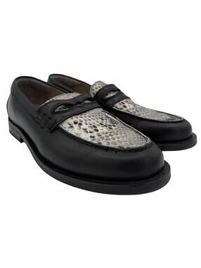 AllSaints Men's Harmon Leather Loafer Black Grey Size EU 41 | US 8